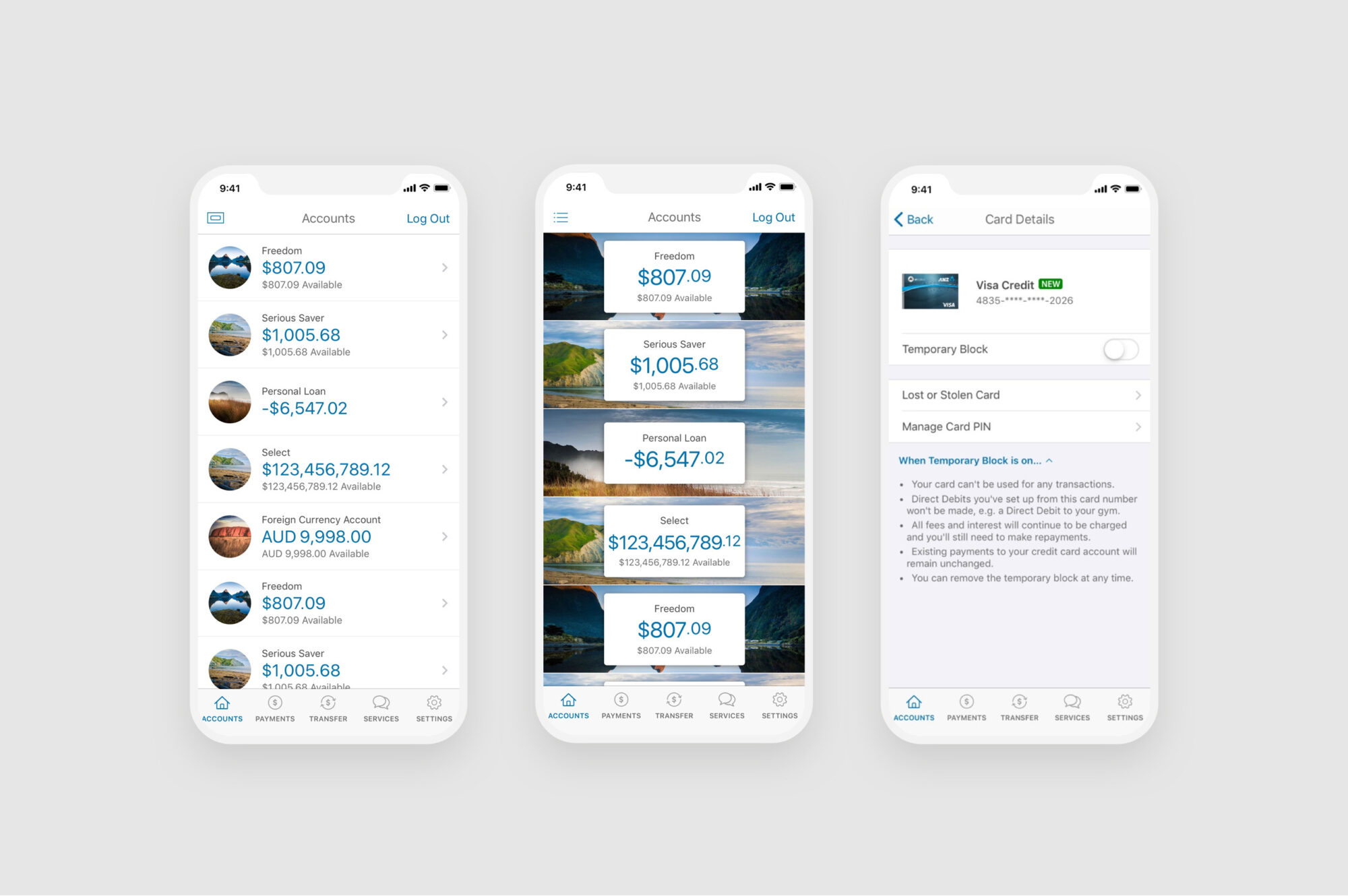 ANZ GoMoney Mobile Design layouts V2