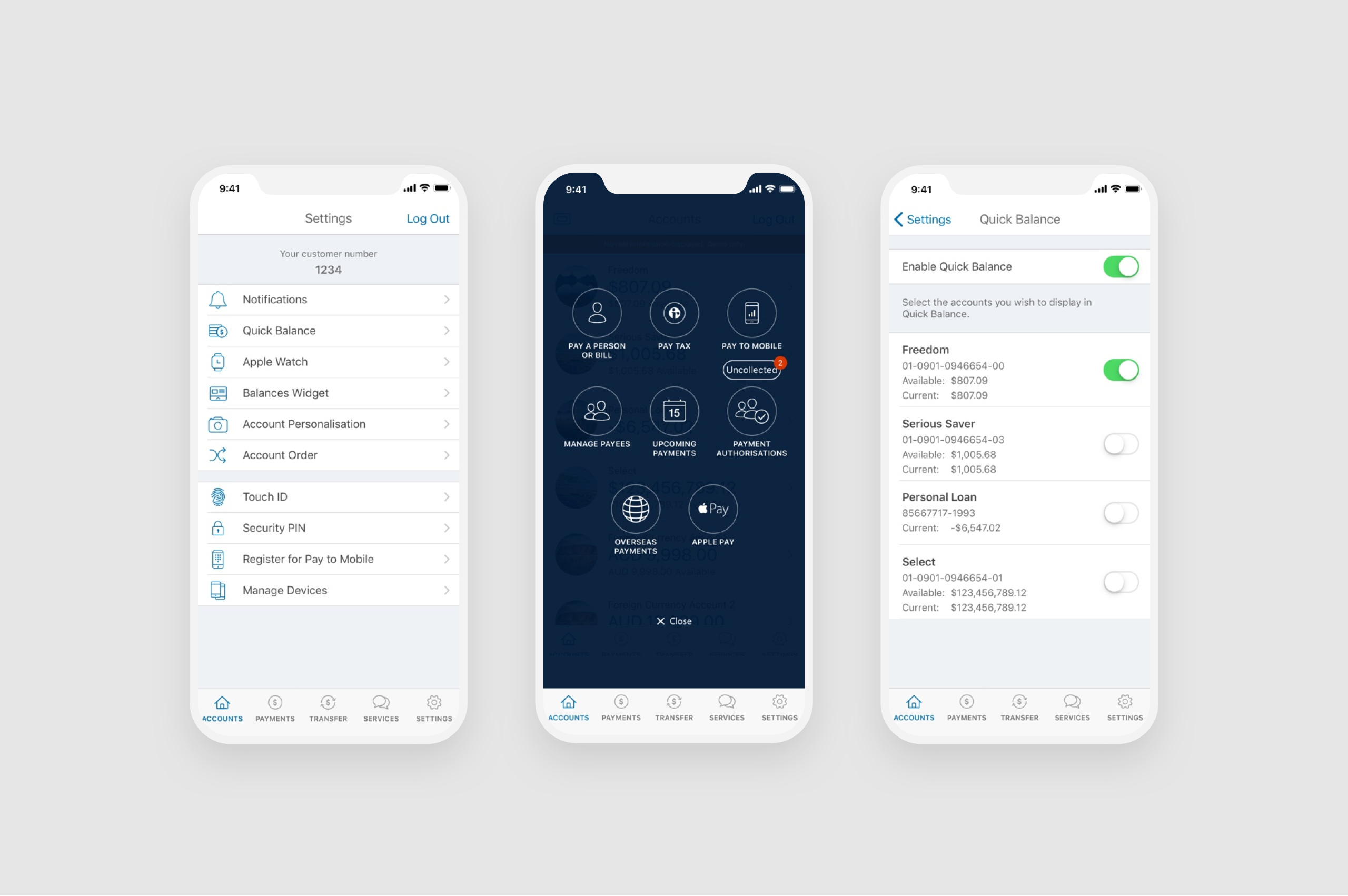 ANZ GoMoney mobile design layouts