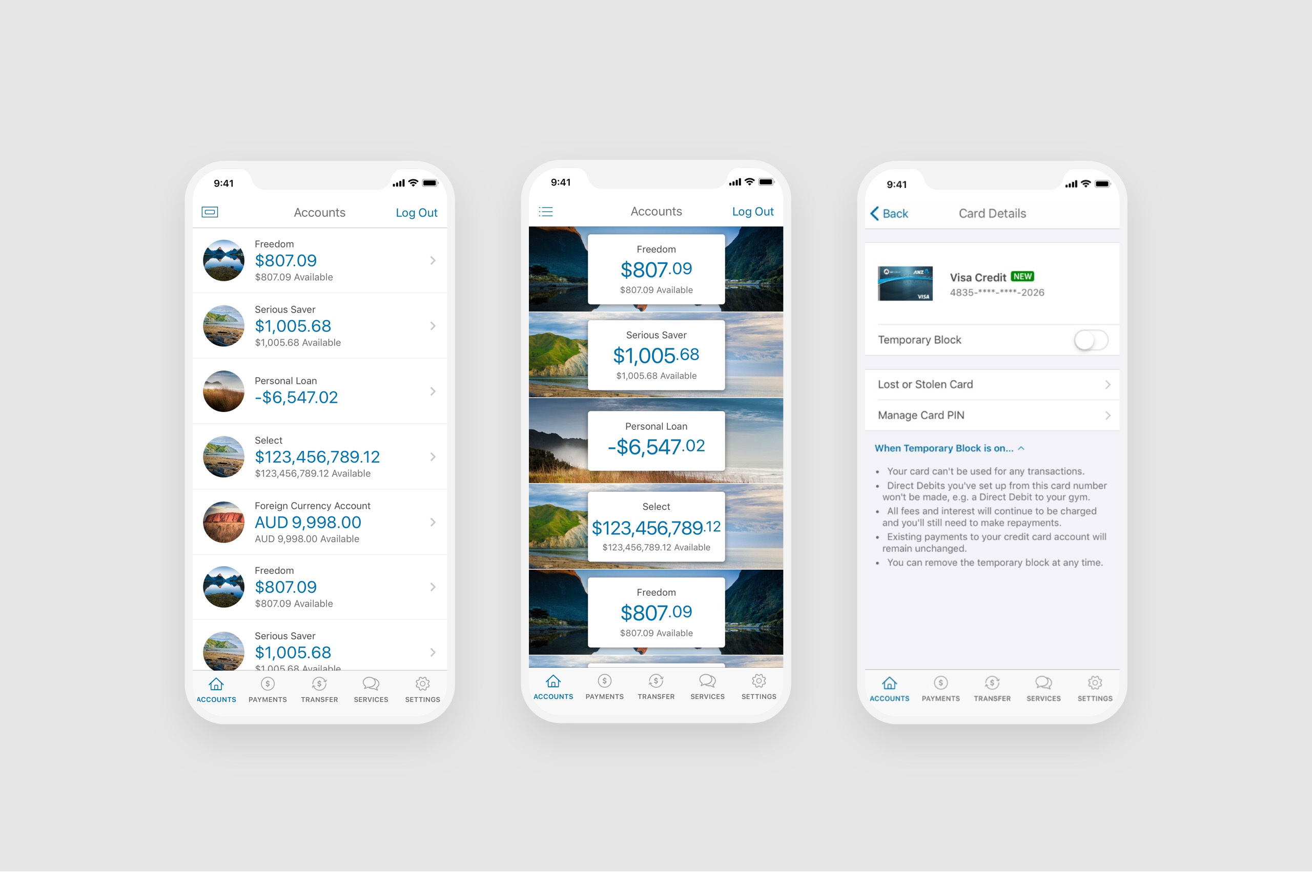ANZ GoMoney Mobile Design layouts V2