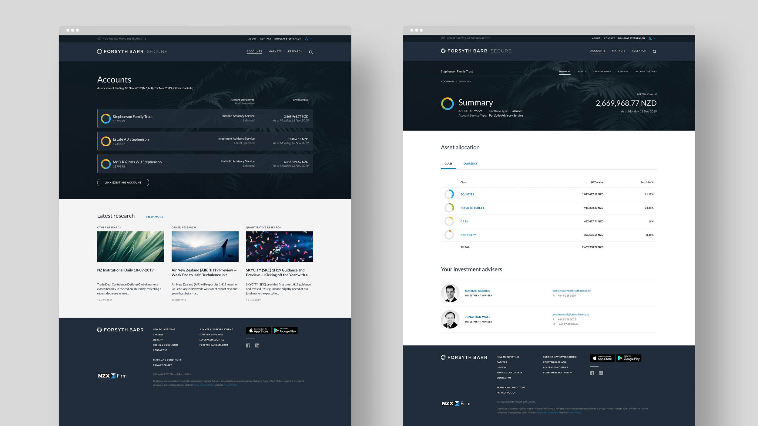 Forsyth Barr Website Design Layout