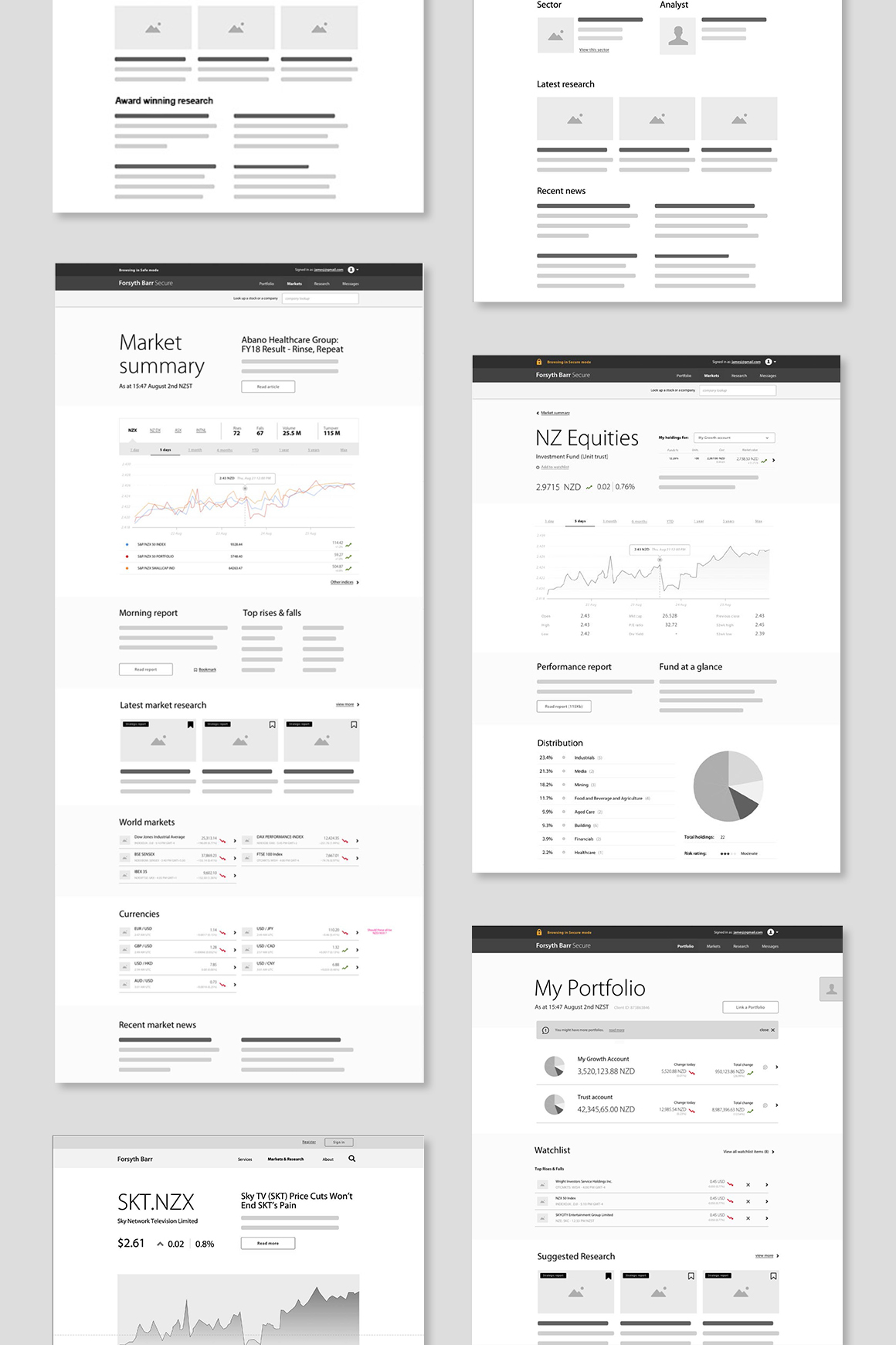 Forsyth Barr digital wireframes